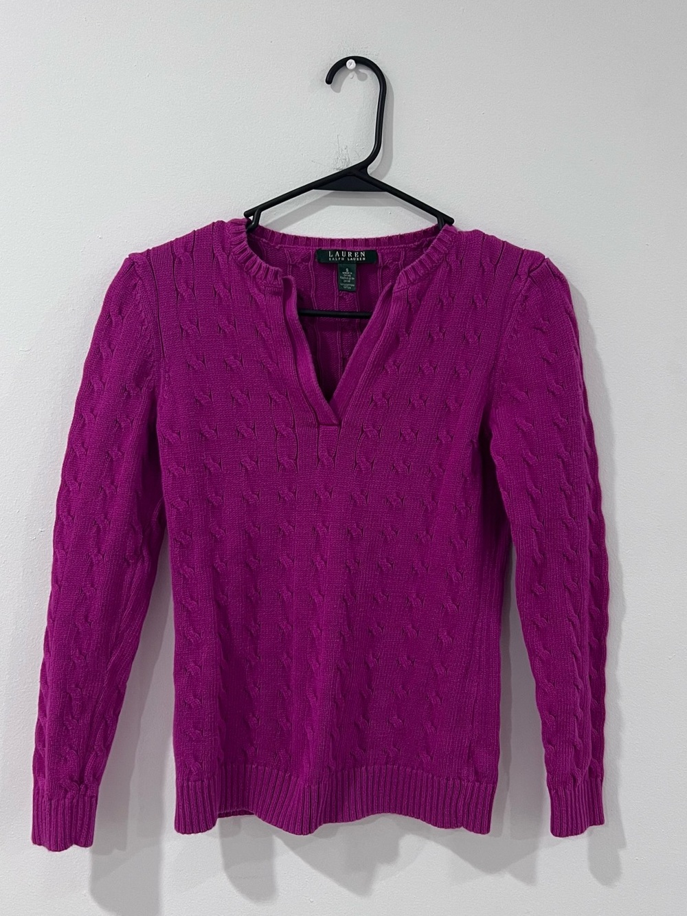 Ralph Lauren Pink Cable Knit Sweater S Preppy Academia Coastal